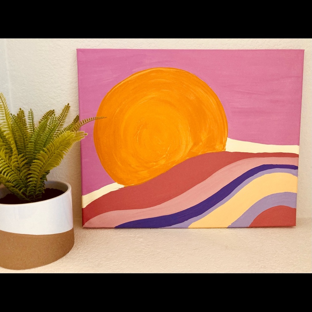 Hand Painted Wall Decor - Sun (Pink)